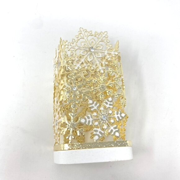 Bath & Body Works Foaming Hand Soap Holder Gold White Rhinestone Snowflakes - Picture 2 of 7